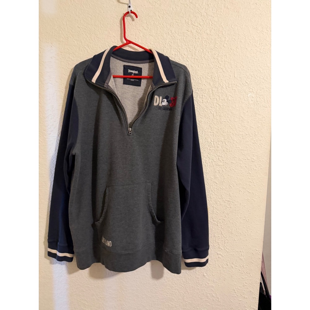 Disneyland Resort Mens 2XL Mickey Mouse 55 Quarter Zip Pullover Sweatshirt Grey